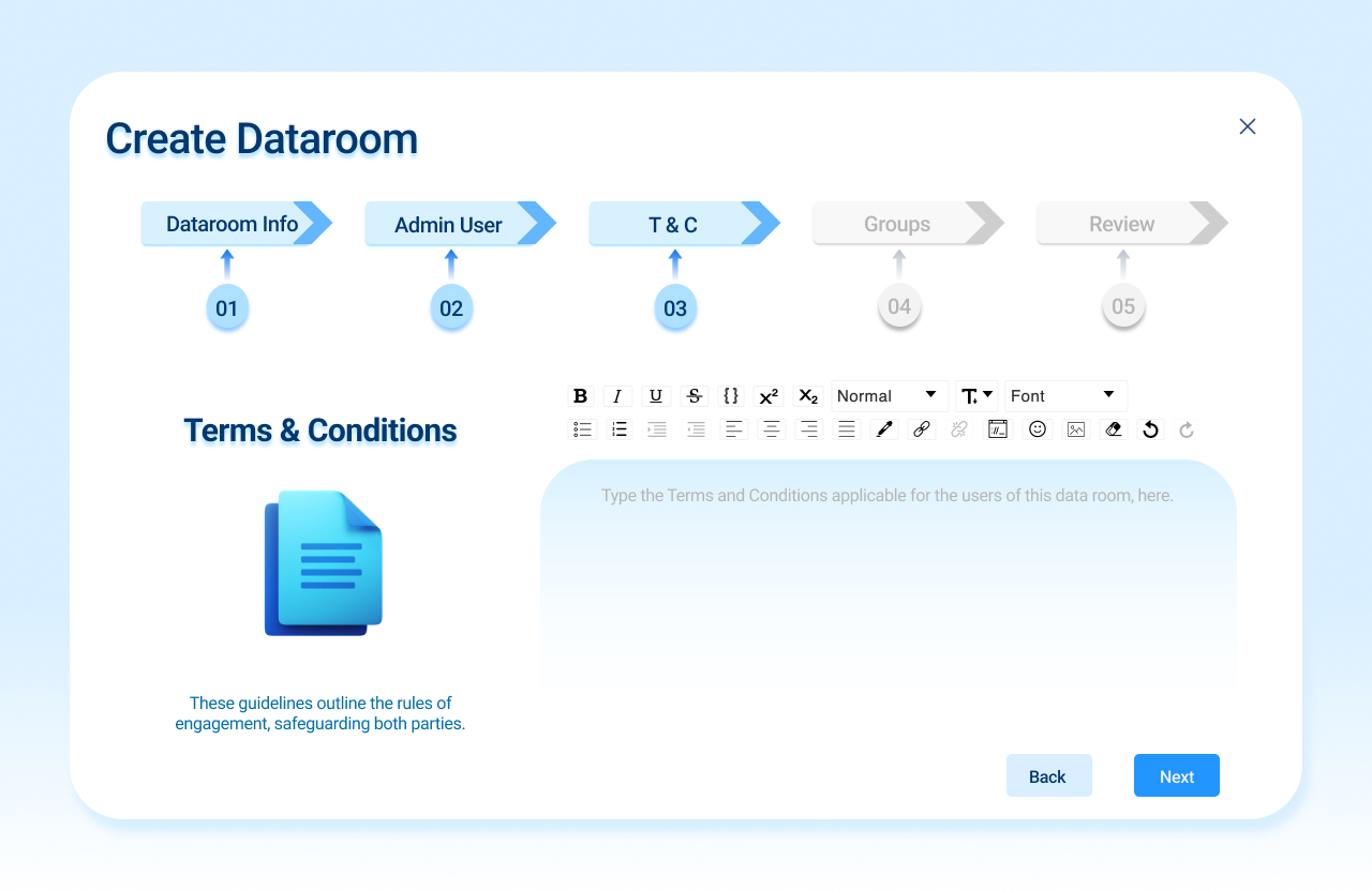Dataroom Setup T&C